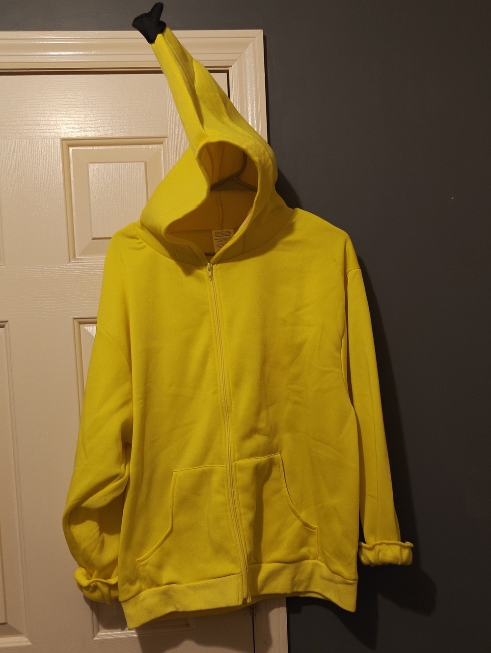 QRas Yellow Hooded Zip-Up Sweatshirt Banana Hood